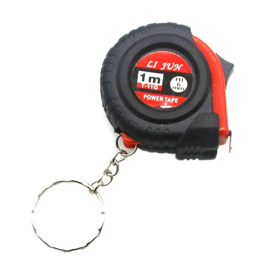 LI JUN 1m Measure Tape with Keychain Retractable Measuring Tool Pocket Woodworking Ruler - Red