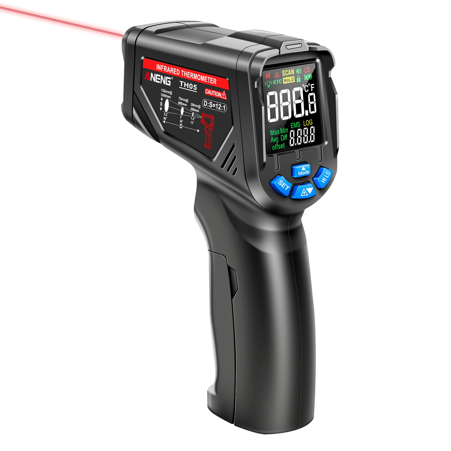 Aneng TH05 Portable Infrared Thermometers Handheld -20~650 Degree Temp Measurement with Digital Display - Black