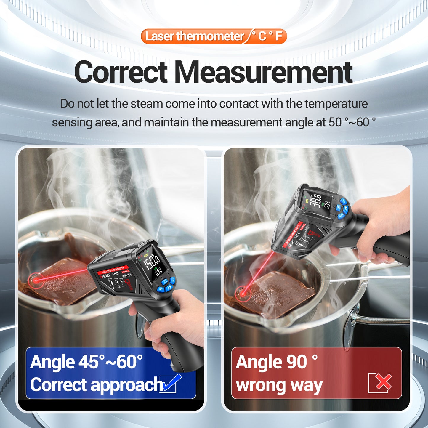 Aneng TH05 Portable Infrared Thermometers Handheld -20~650 Degree Temp Measurement with Digital Display - Black