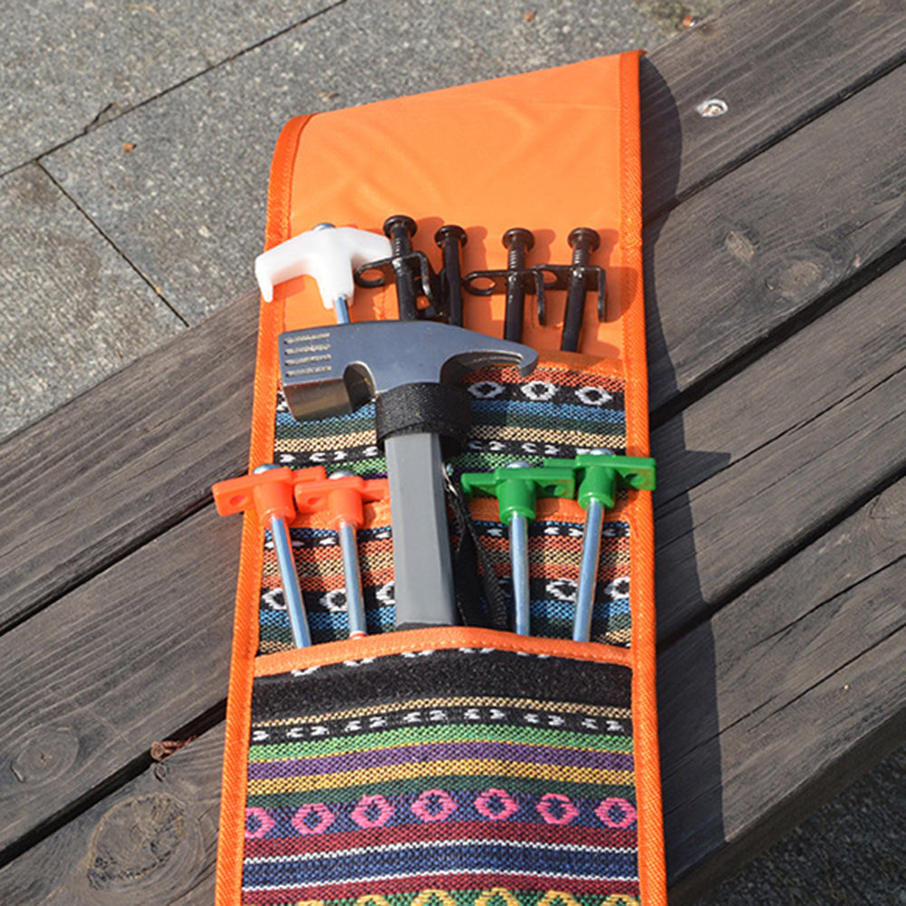 Camping Hammer Heavy Duty with Tent Stake Remover Steel Tent Hammer TPR Covered Handle Tent Mallet with Holding Strap - Orange