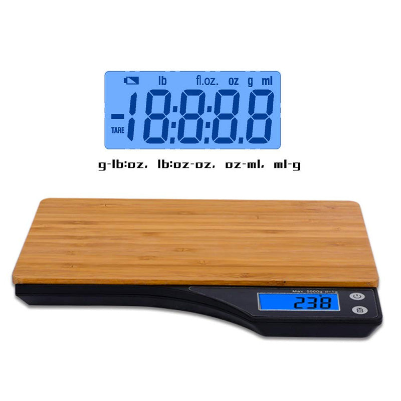 CK350 5000g/1g Bamboo Board Kitchen Digital Scale Electronic LCD Display Cooking Baking Food Ingredients Weight Measuring Scale (CE Certificated)
