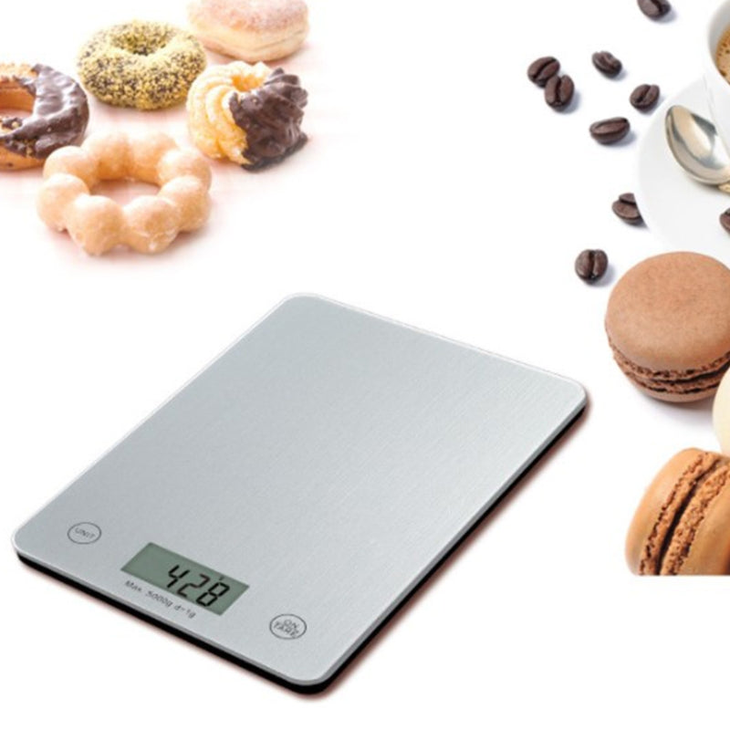 CK451 5000g/1g Kitchen Digital Scale Electronic LED Display Cooking Baking Food Scale Weight Measuring Tool (CE Certificated) - Silver