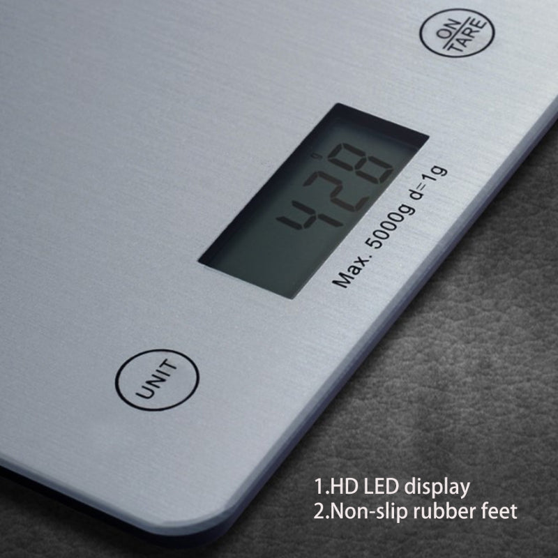 CK451 5000g/1g Kitchen Digital Scale Electronic LED Display Cooking Baking Food Scale Weight Measuring Tool (CE Certificated) - Silver