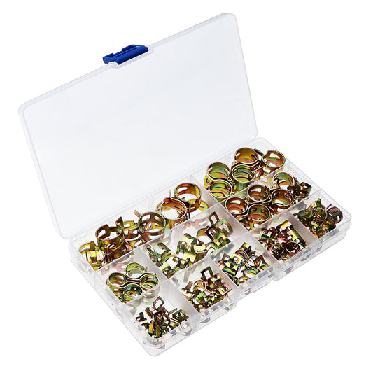 KJ090222 100Pcs / Set 6-17mm Spring Clips Color Galvanized Metal Fuel Oil Water Pipe Japanese Type Hose Fastener Clamps