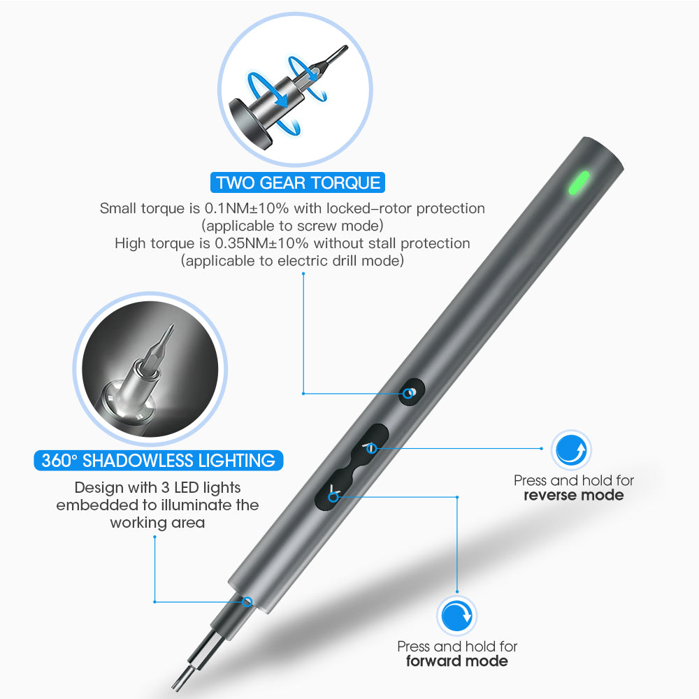 KING&#39;SDUN KS-882040 3Pcs Electric Repair Tool Kit Portable Mini Screwdriver Set with 23 Bits, 8 High-Speed Steel Bits, 2 Polished Bits