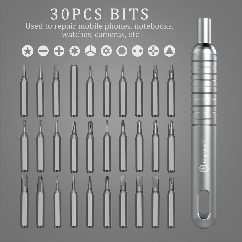 KING&#39;SDUN KS-840031 30 in 1 Mini Precision Repair Tool Kit Portable Magnetic Screwdriver Set with 30Pcs Bits for Watches, Cameras, Mobile Phones