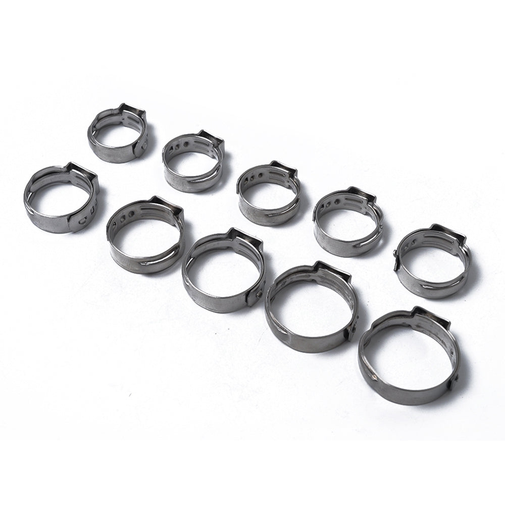 100PCS Hose Ring Clamps Adjustable Pipe Tube Clamps 304 Stainless Steel Hose Clips with Plastic Box