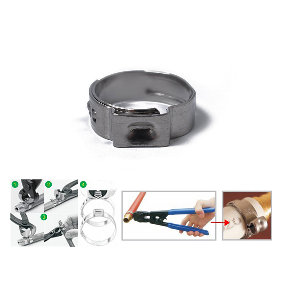 100PCS Hose Ring Clamps Adjustable Pipe Tube Clamps 304 Stainless Steel Hose Clips with Plastic Box