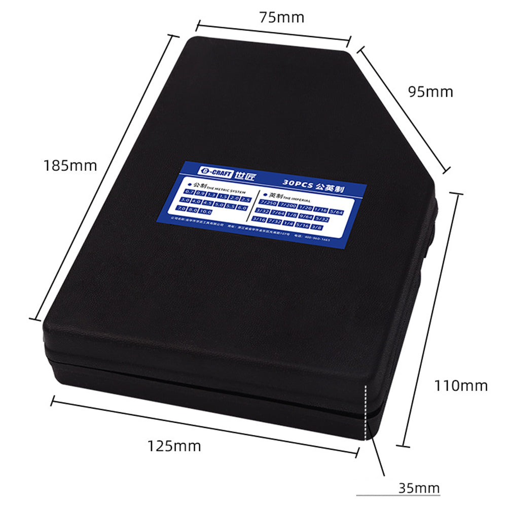 C260911 30Pcs Allen Wrench Hex Key Set with Case CR-V Steel Metric Imperial Hand Repair Tools