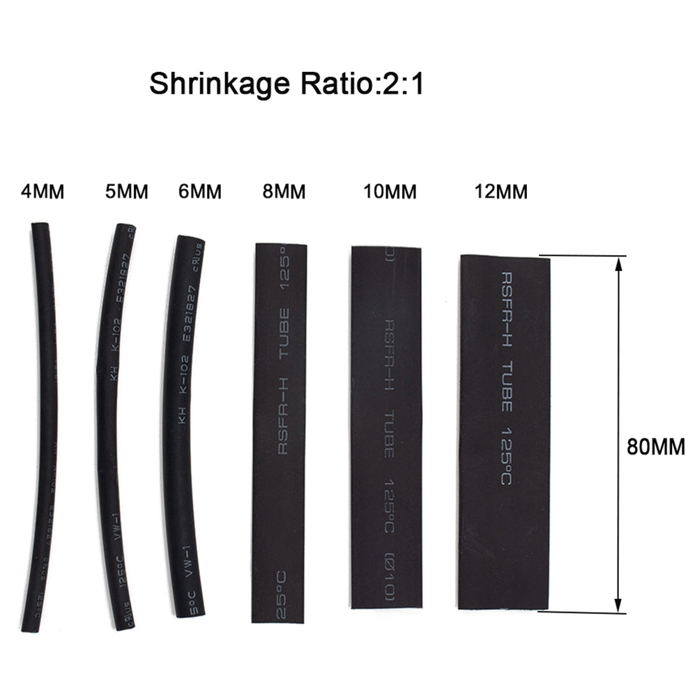 A2967 245Pcs / Set 5A / 10A / 20A / 30A / 40A / 50A / 60A / 100A Open Barrel Wire Crimp Lugs Copper Terminals Heat Shrink Tubing Assortment Kit with Storage Box