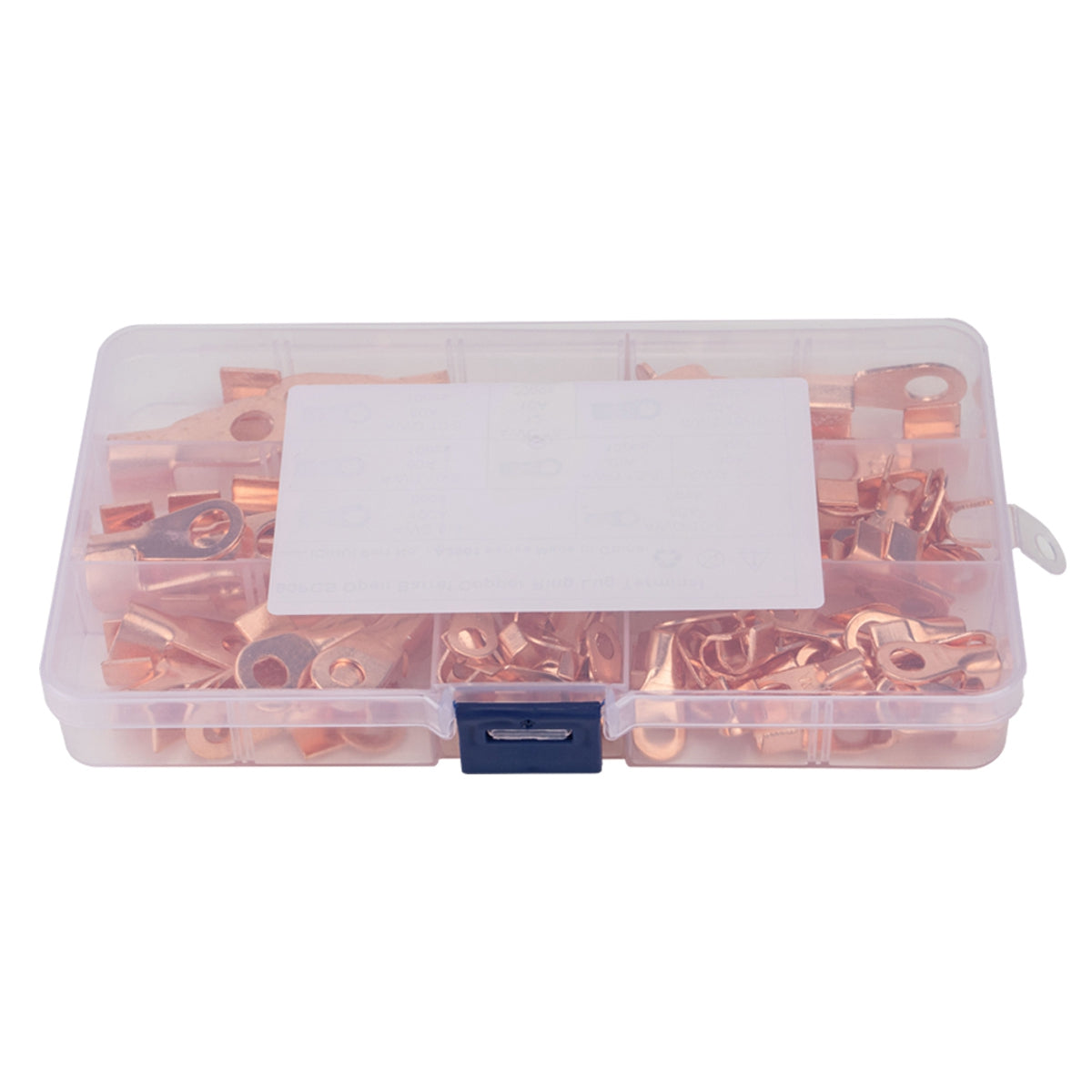 A2963 120Pcs 5A  /  10A  /  20A  /  30A  /  40A  /  50A  /  60A  /  80A  /  100A Open Barrel Terminals Set Wire Crimp Cable Lugs Copper Terminal Connectors with Storage Box