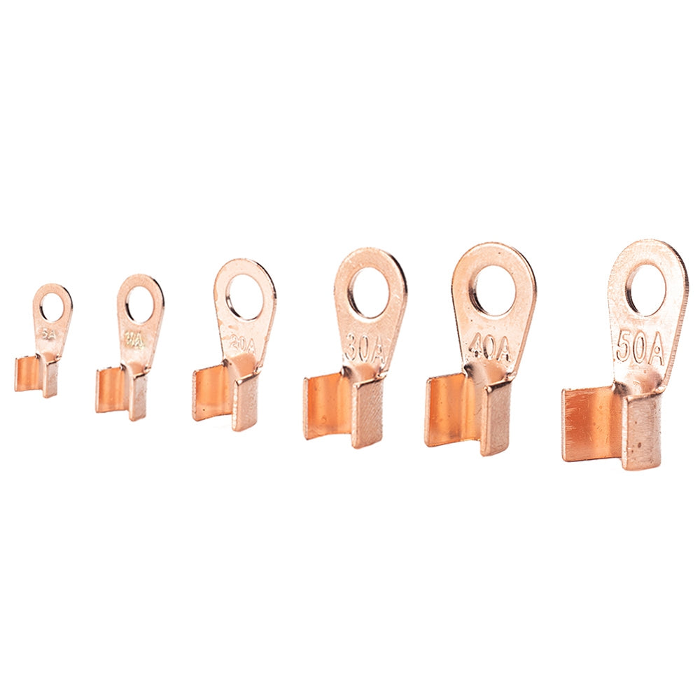 A2966 135Pcs / Set 5A / 10A / 20A / 30A / 40A / 50A Open Barrel Copper Terminals Wire Crimp Lugs Heat Shrink Tubing Assortment Kit with Storage Box