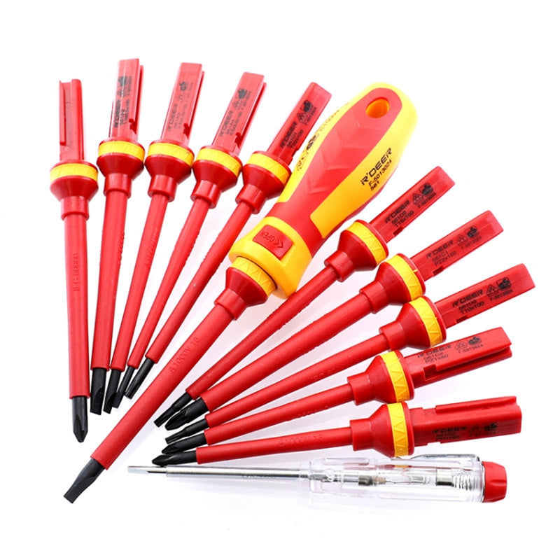 RDEER VDE-9913 13-in-1 Insulated Screwdriver Set Portable Screwdriver Electrician Tools with Pen Tester