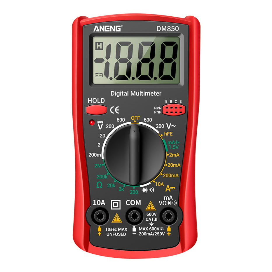 Aneng DM850 Professional Electric Multimeter 1999 Counts Digital Multimeter Tester Current Voltmeter Ammeter - Red