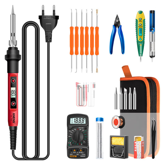 Aneng SL102 25Pcs 60W Adjustable Temperature Soldering Welding Iron Tools Kit - EU Plug