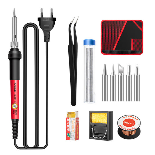 Aneng SL101 12Pcs 60W Electric Soldering Iron Kit with Replaceable Welding Head Electronic Repair Set - EU Plug