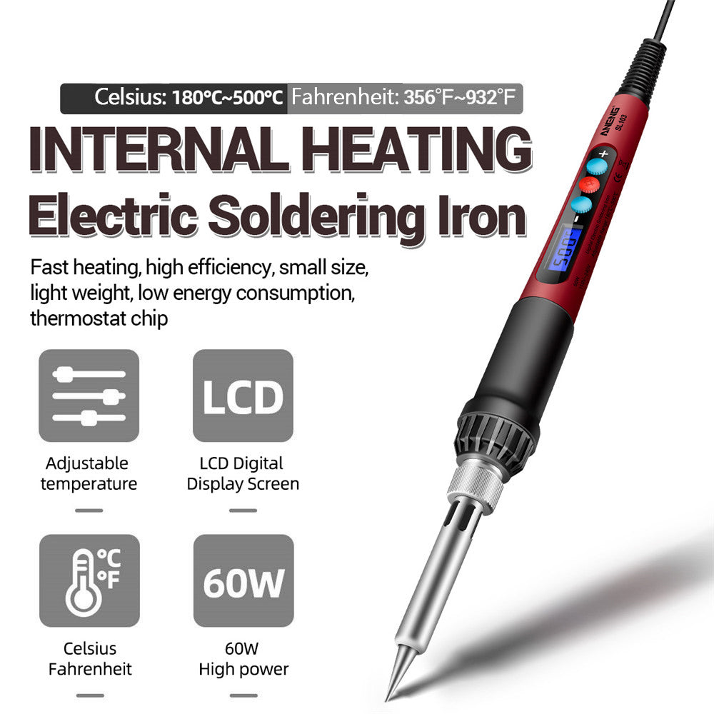 Aneng SL103 18Pcs 60W LCD Display Electric Soldering Iron Kit with Adjustable Temperature Function - EU Plug