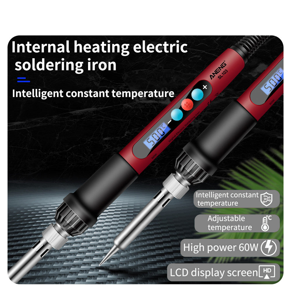 Aneng SL103 18Pcs 60W LCD Display Electric Soldering Iron Kit with Adjustable Temperature Function - EU Plug