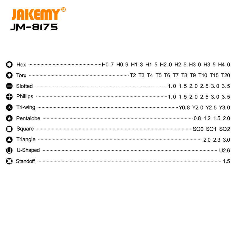 Jakemy JM-8175 50 in 1 Precision Screwdriver Set Magnetic Screwdriver Bits