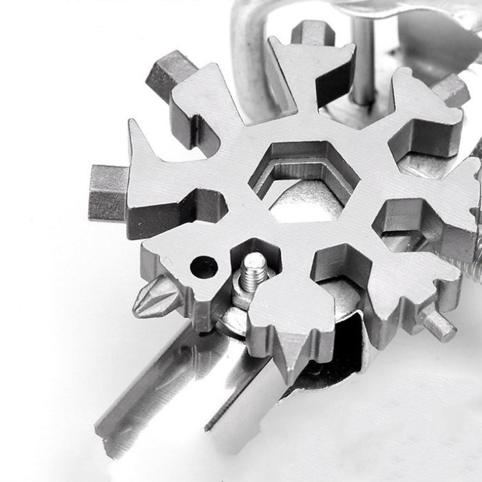 18-In-1 Snowflake Wrench Tool Spanner Hex Wrench Screwdriver Multifunction Tool - Silver