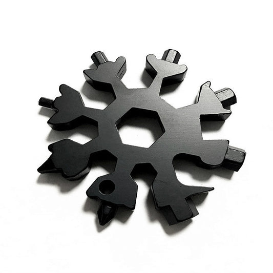 18-In-1 Snowflake Wrench Tool Spanner Hex Wrench Screwdriver Multifunction Tool - Black