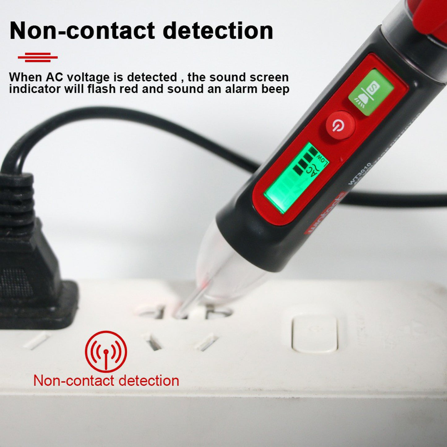 Uniqkart WT3010 AC Voltage Detector NCV Electric Tester Pen 12-1000V Handheld Breakpoint Finder with Flashlight/Alarm