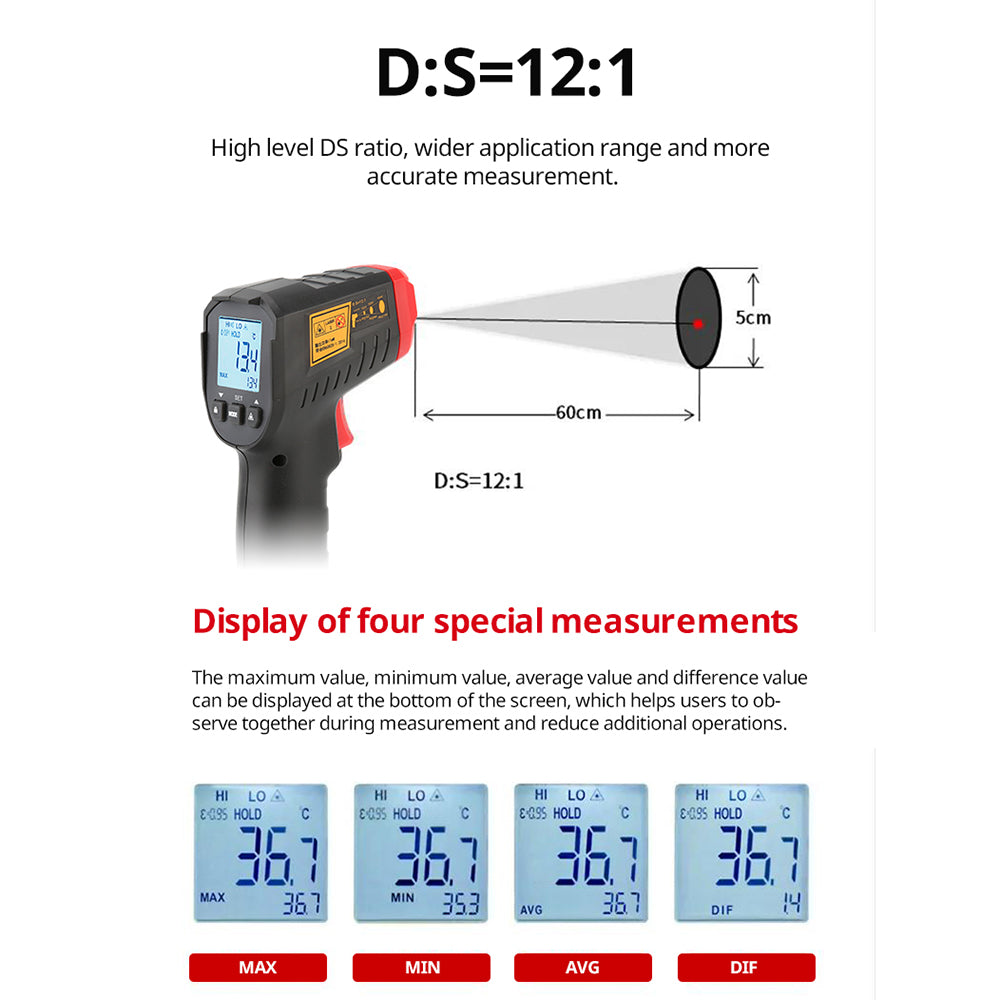 UNI-T UT306S Digital Thermometer Non-contact Industrial Infrared Laser Temperature Meter