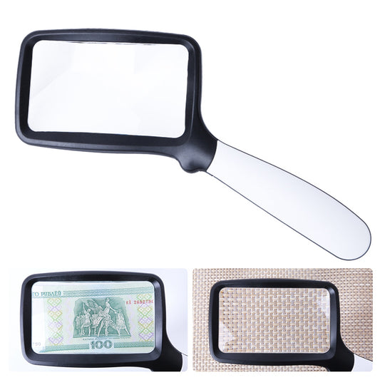 10863 2X Handheld Foldable Reading Magnifying Glass Rectangle Magnifier Loupe with LED Light