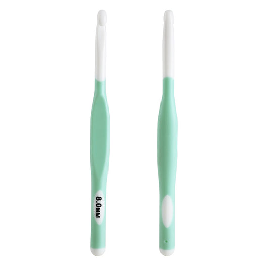 CH138-2 1Pc 8mm Knitting Needle Soft Grip Ergonomic Handle Yarn Crochet Needle Weaving Crochet Hook Needles DIY Craft Tool - Green