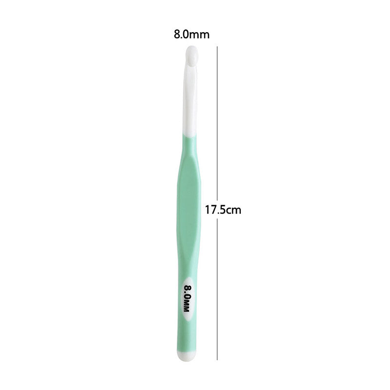 CH138-2 1Pc 8mm Knitting Needle Soft Grip Ergonomic Handle Yarn Crochet Needle Weaving Crochet Hook Needles DIY Craft Tool - Green