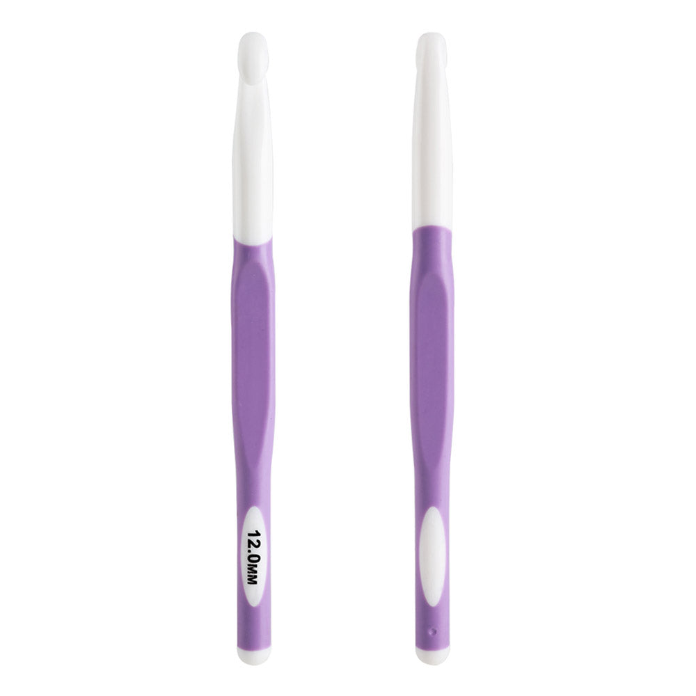 CH138-2 1Pc 12mm Soft TPR Handle Knitting Needle Yarn Crochet Needle Weaving Crochet Hook Needles DIY Craft Tool - Purple