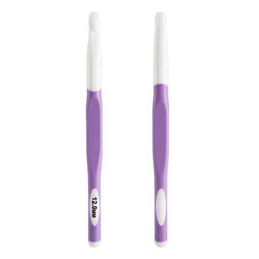 CH138-2 1Pc 12mm Soft TPR Handle Knitting Needle Yarn Crochet Needle Weaving Crochet Hook Needles DIY Craft Tool - Purple