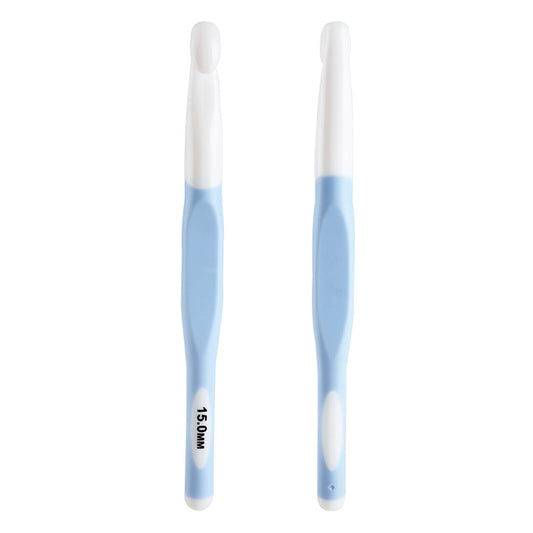 CH138-2 1Pc 15mm Plastic Knitting Needle with Soft Handle Yarn Crochet Needle Weaving Crochet Hook Needles DIY Craft Tool - Blue