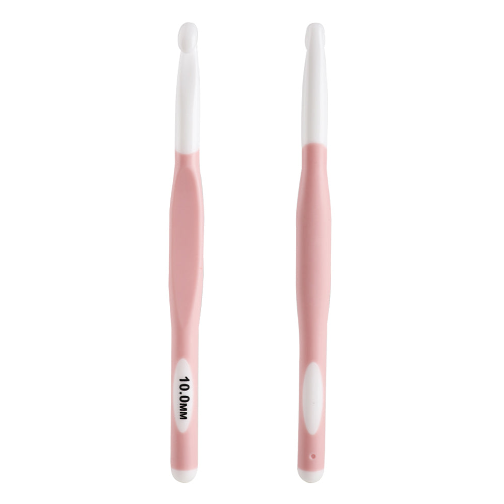 CH138-2 1Pc 10mm Yarn Crochet Needle Weaving Crochet Hook Needle Knitting Needle with Soft Handle DIY Craft Tool - Pink
