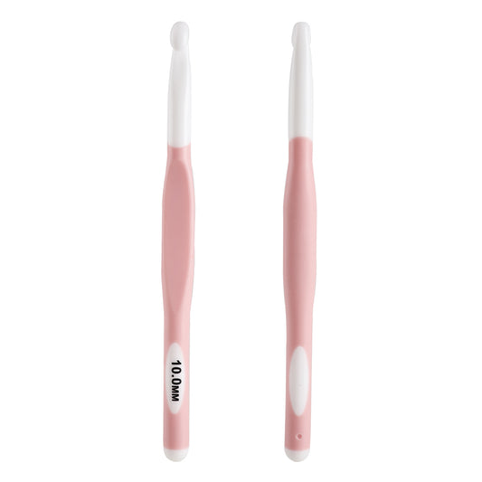 CH138-2 1Pc 10mm Yarn Crochet Needle Weaving Crochet Hook Needle Knitting Needle with Soft Handle DIY Craft Tool - Pink