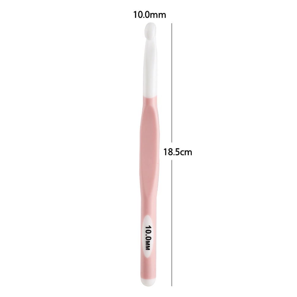 CH138-2 1Pc 10mm Yarn Crochet Needle Weaving Crochet Hook Needle Knitting Needle with Soft Handle DIY Craft Tool - Pink