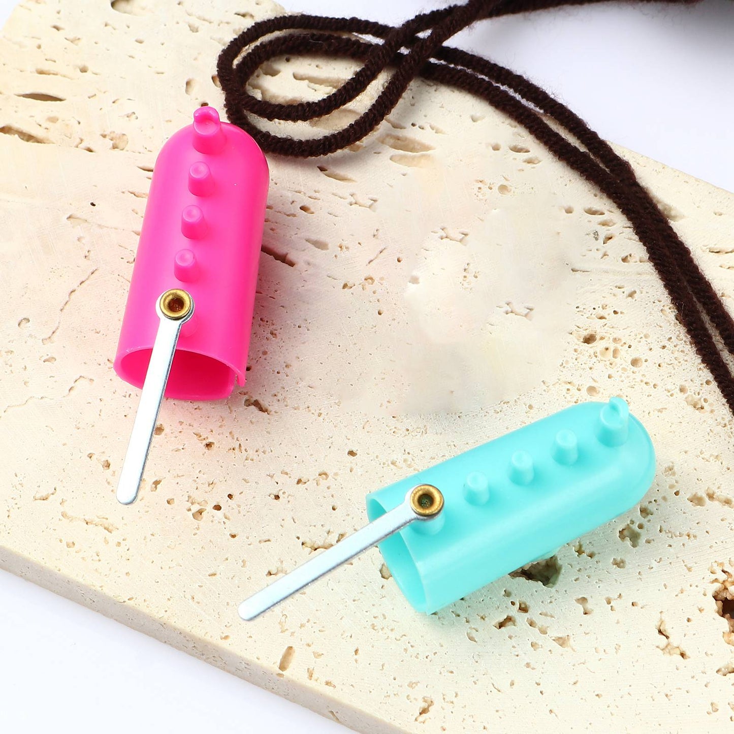 Knitting Machine Knitting Needle Thimble Braided Knuckle Jacquard Assistant Sewing Tool Accessories - Yellow