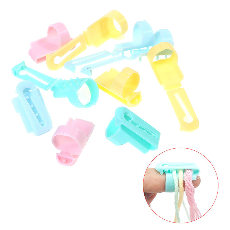 Plastic Finger Splitter Sweater Wool Knitting Tool 4 Yarn Guide Thimble Sewing Accessories - Light Green