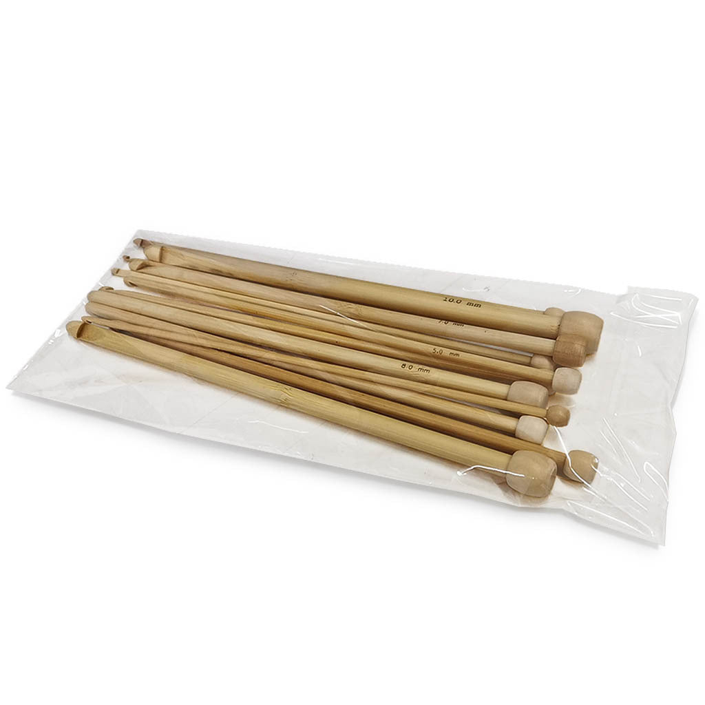 12Pcs Afghan Tunisian Bamboo Crochet Hooks Knitting Needles, Size 3.0-10.0mm