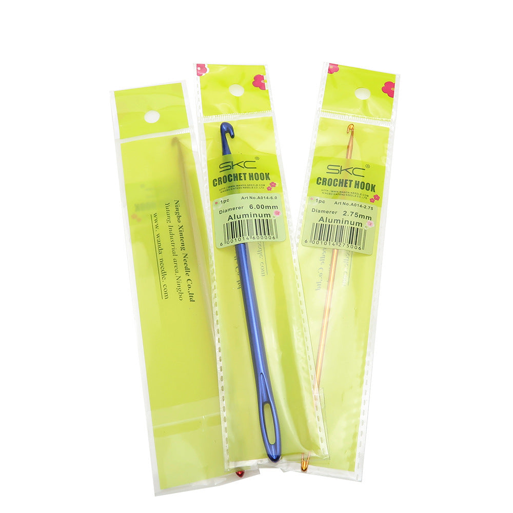 SKC Aluminum Oxide  Tunisian Afghan Crochet Hook with Hole Eye Thread Needles Knitting Hand Knitting Tool - Blue