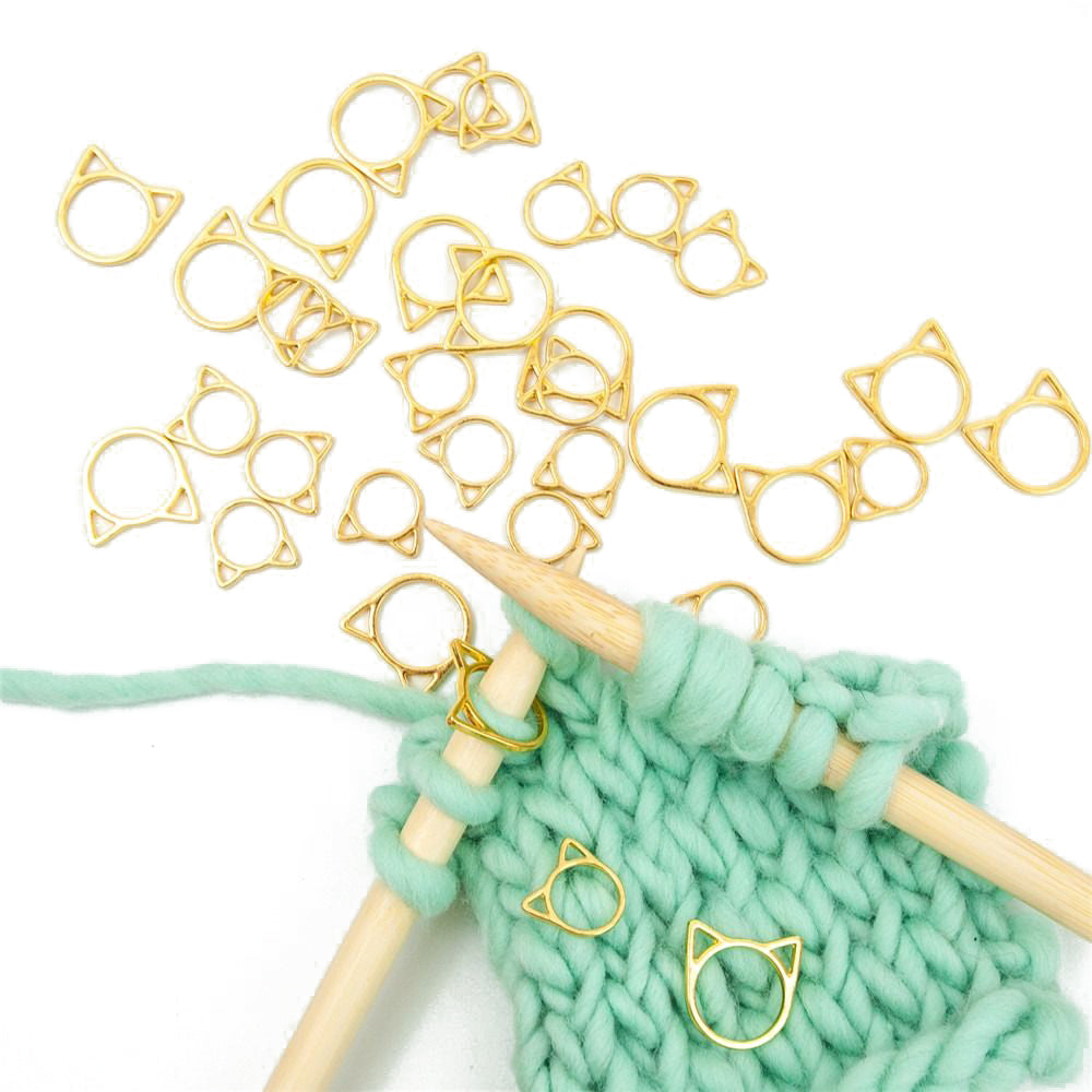 30Pcs Metal Knitting Crochet Locking Stitch Markers Cat Ears Crochet Latching Needle Clip DIY Weaving Knitting Sewing Tool