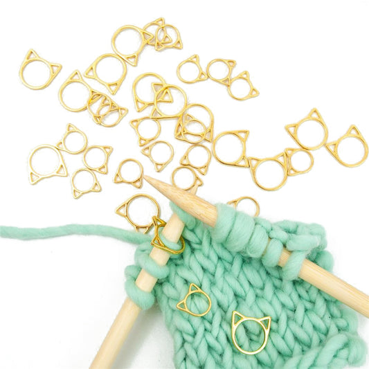 30Pcs Metal Knitting Crochet Locking Stitch Markers Cat Ears Crochet Latching Needle Clip DIY Weaving Knitting Sewing Tool