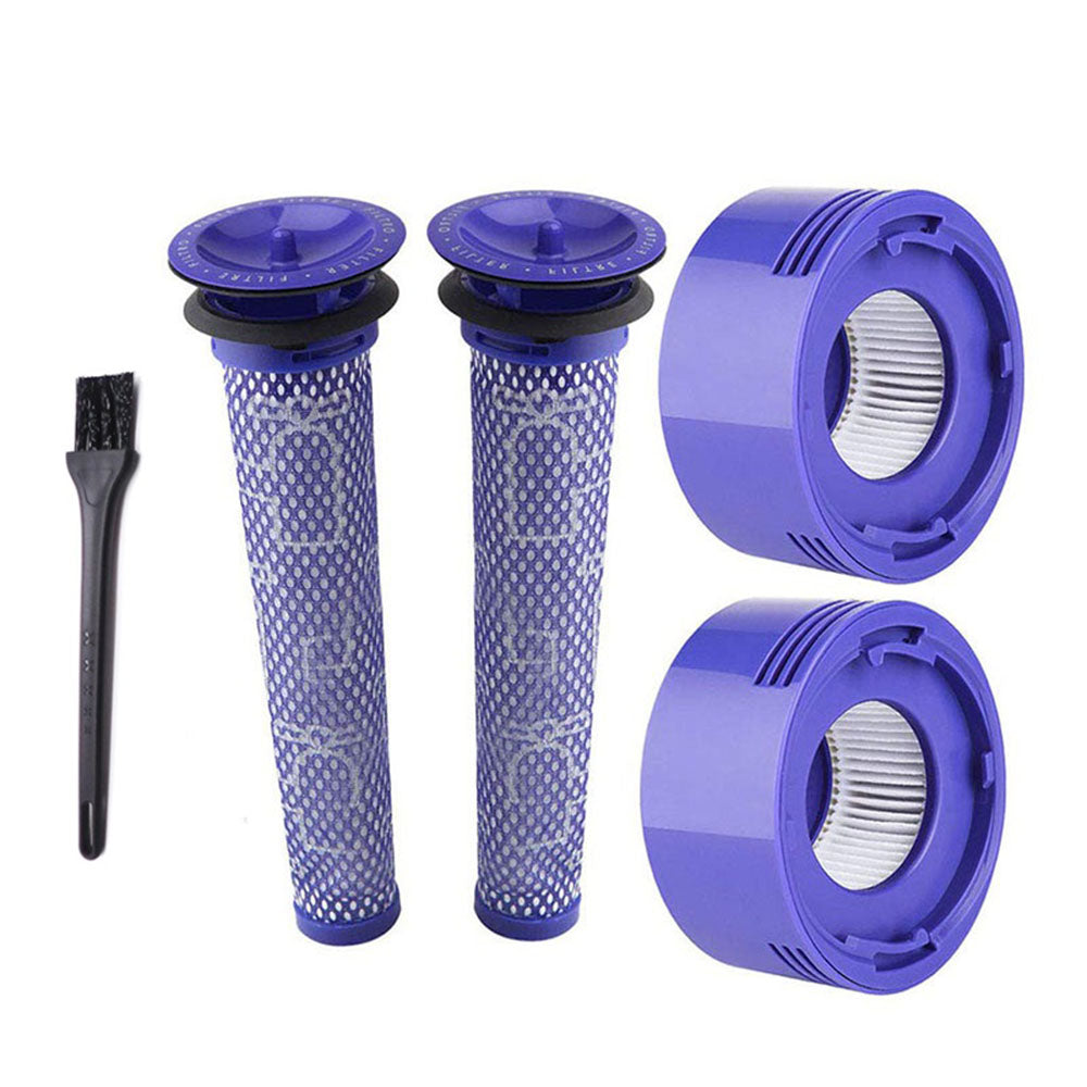 5-in-1 Vacuum Cleaner Accessories Set for Dyson V7 / V8, 2Pcs Front Filter Cores+2Pcs Rear Filter Cores+1Pc Cleaning Brush