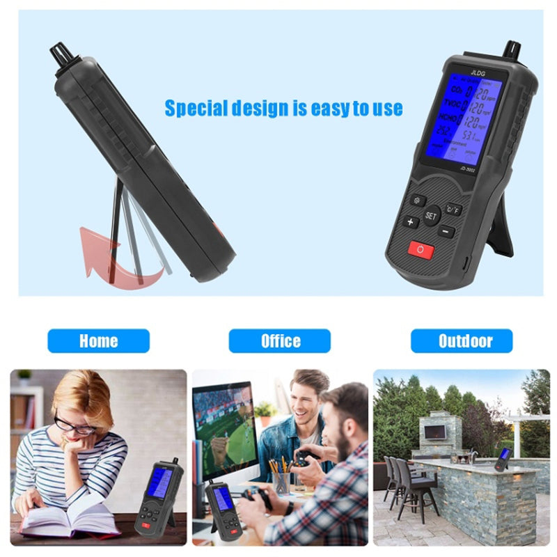 JD-3002 Carbon Dioxide Integrated Air Quality Monitor LCD Display Temperature and Humidity Detector
