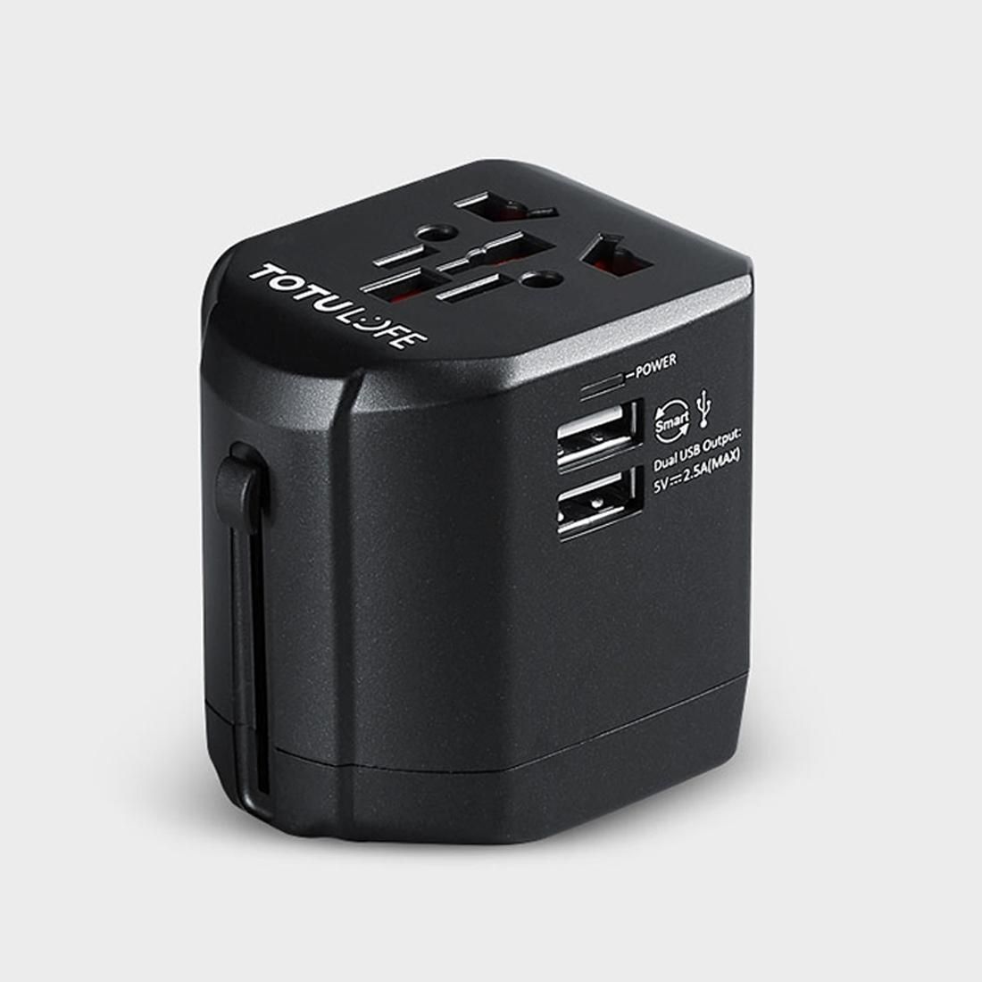 TOTUDESIGN 2.5A Total Output Universal Adapter Dual USB Ports Travel Charger with LED Indicator, Global Plug, For iPad, Laptop, iPhone, Samsung, HTC, Huawei, Xiaomi, and Other Smart Phones, Rechargeable Devices