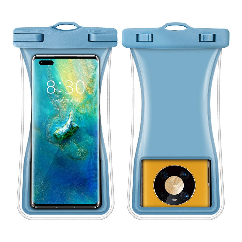 TPU Waterproof Bag for Under 7.2-inches Mobile Phone Beach Pool Phone Dry Bag with Floating Airbag - Grey Blue