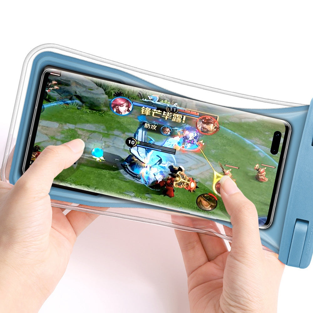 TPU Waterproof Bag for Under 7.2-inches Mobile Phone Beach Pool Phone Dry Bag with Floating Airbag - Grey Blue