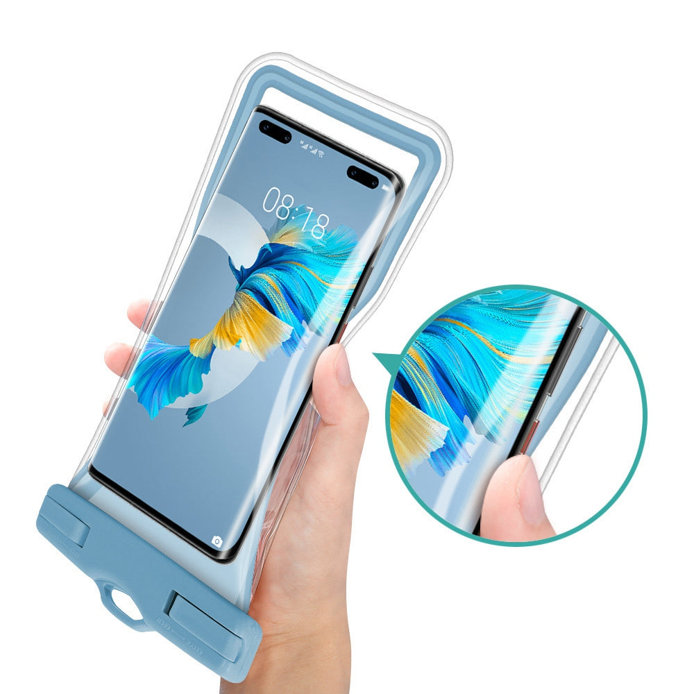 TPU Waterproof Bag for Under 7.2-inches Mobile Phone Beach Pool Phone Dry Bag with Floating Airbag - White