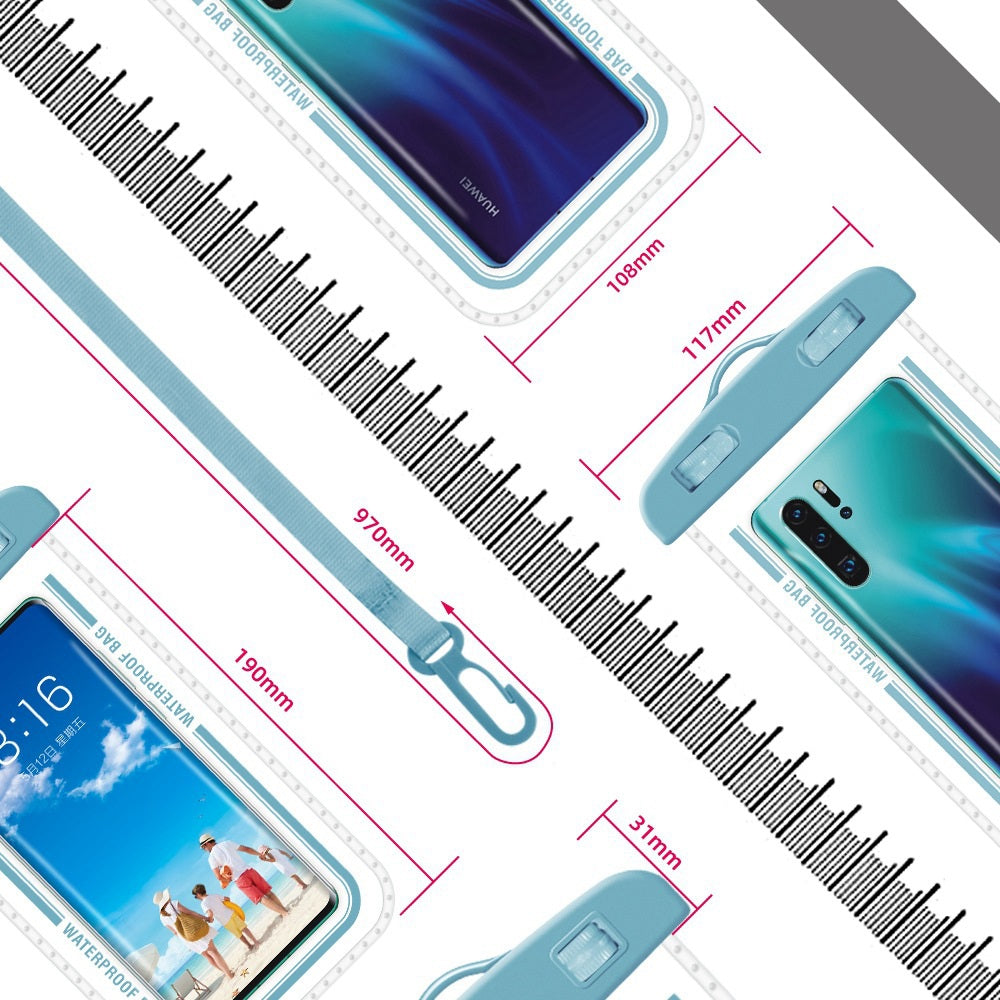 PVC Waterproof Bag with Lanyard for Under 7.2-inches Cell Phone Dry Bag for Pools, Beaches, Fishing - Macaroon Blue