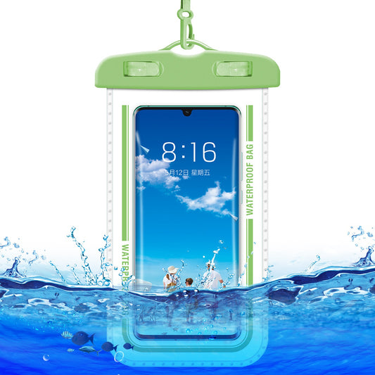 PVC Waterproof Bag with Lanyard for Under 7.2-inches Cell Phone Dry Bag for Pools, Beaches, Fishing - Green
